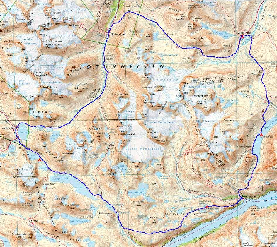 Bild: Wanderkarte Jotunheimen