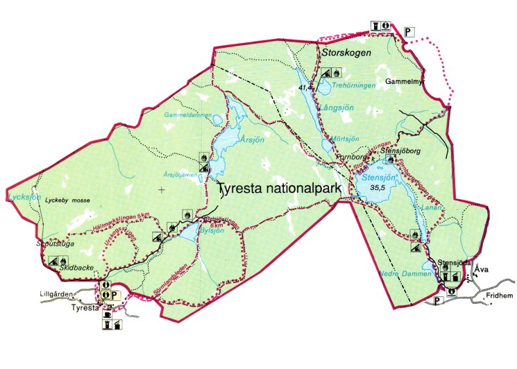 Bild: Wanderkarte Tyresta Nationalpark